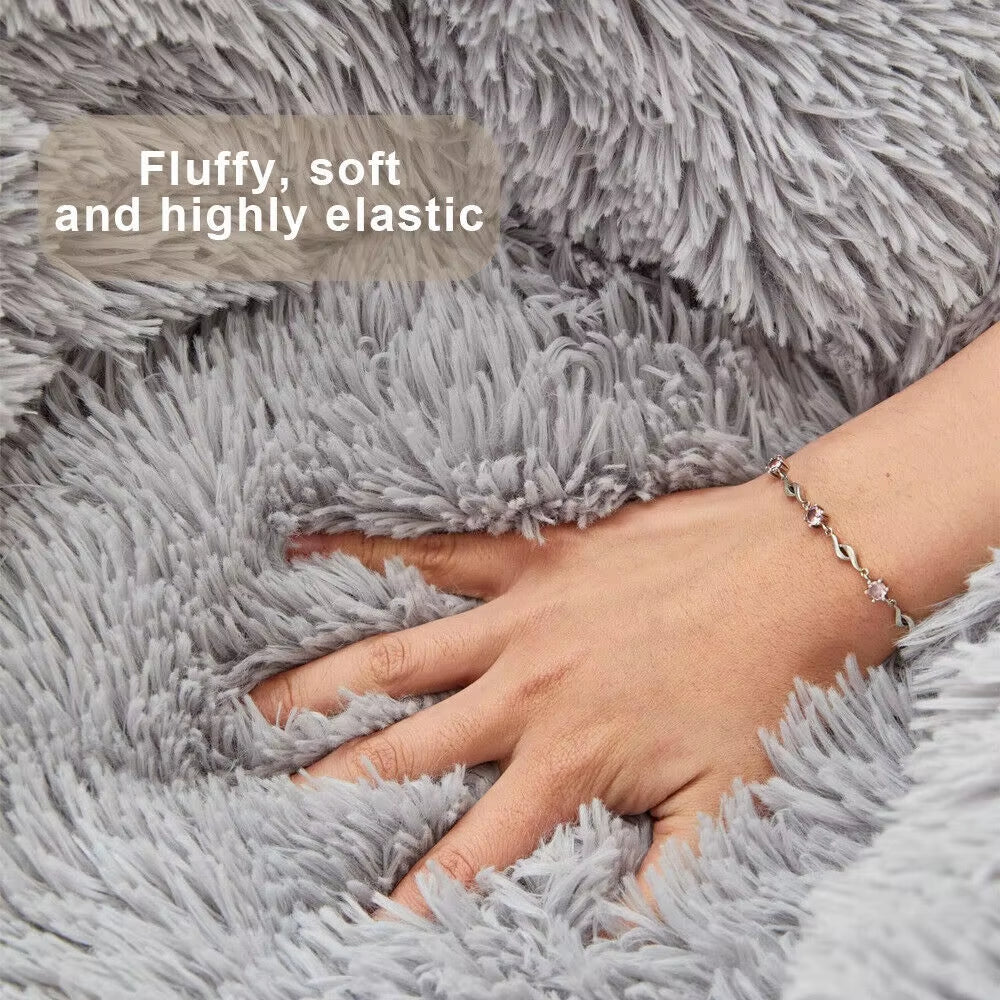 60/90Cm Large Fluffy Cat & Dog Bed, Super Soft Cat House Plush Cat Nest Winter Warm Dog Pet Bed