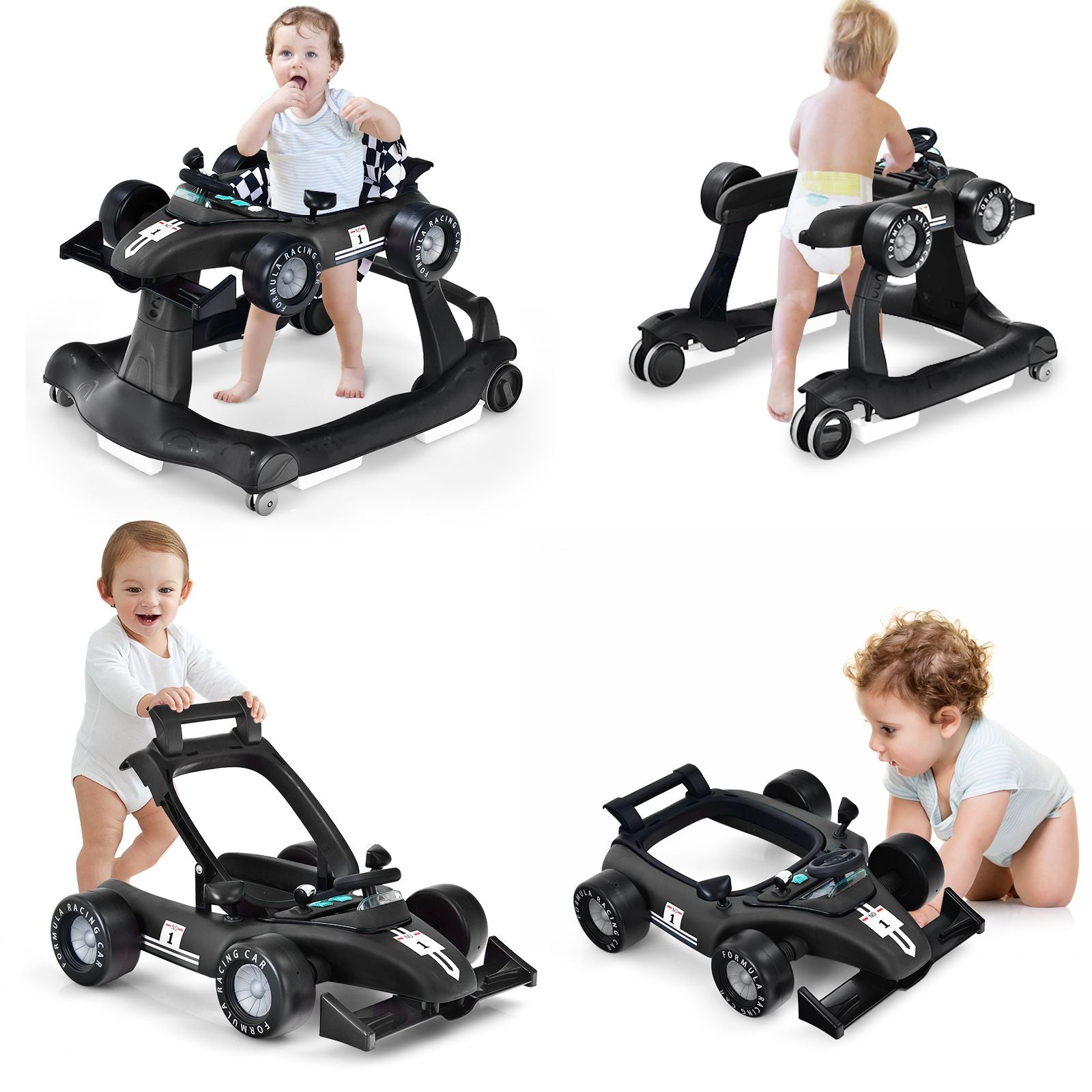 4-In-1 Baby Push Walker with Adjustable Height and Speed