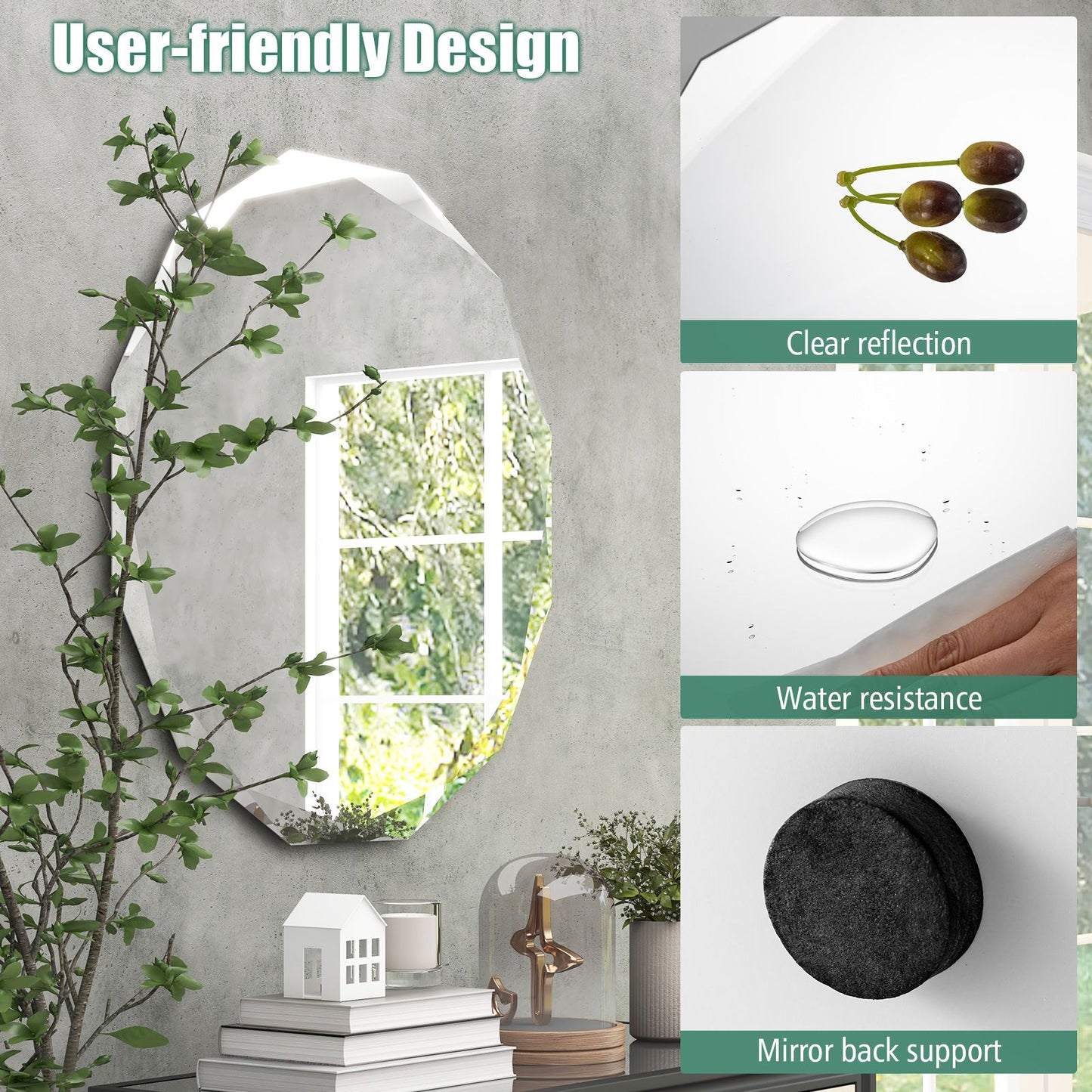 Premium Silver Polished Frameless Wall Mount Mirror