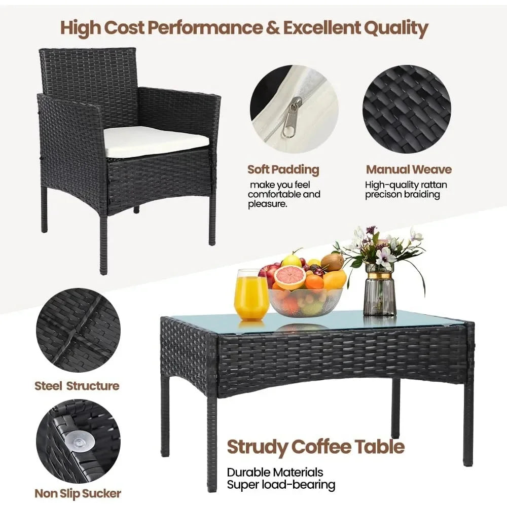 Rattan Garden Furniture 4 Piece Set Table Sofa Chair Patio Outdoor Conservatory Indoor, Mixed Grey