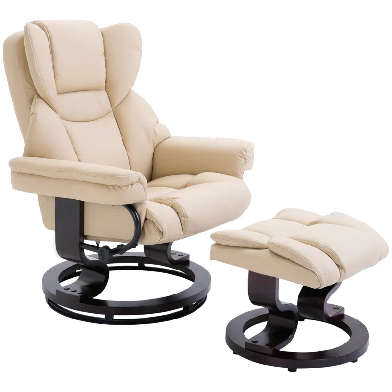 Ladaisia Faux Leather Manual Swivel Recliner with Ottoman