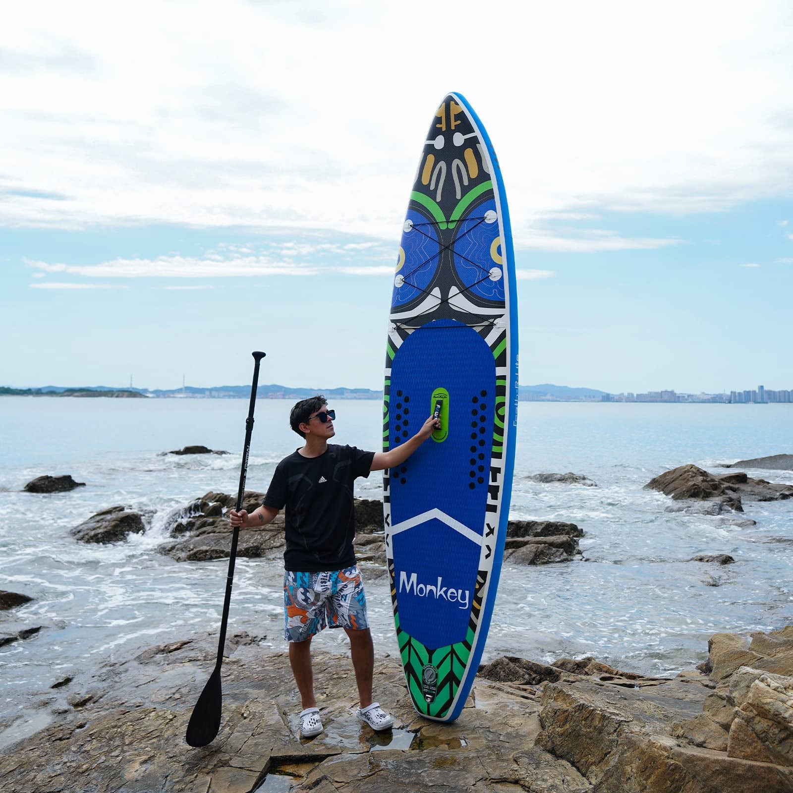 [UK Direct]  Inflatable Stand up Paddle Board Surfboard Complete Paddleboard Accessories Adjustable Paddle, Pump, ISUP Travel Backpack, Leash, Waterproof Bag, Adult Paddle Board SUPFR02A