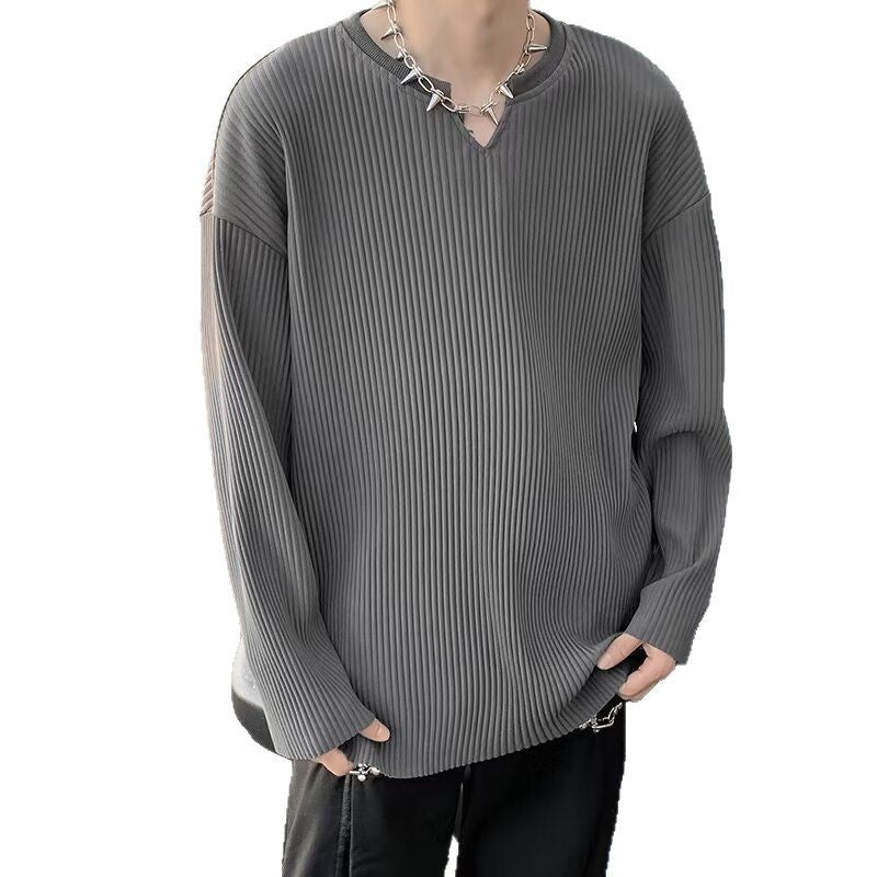 Plus Size Striped Texture Draping Solid Color