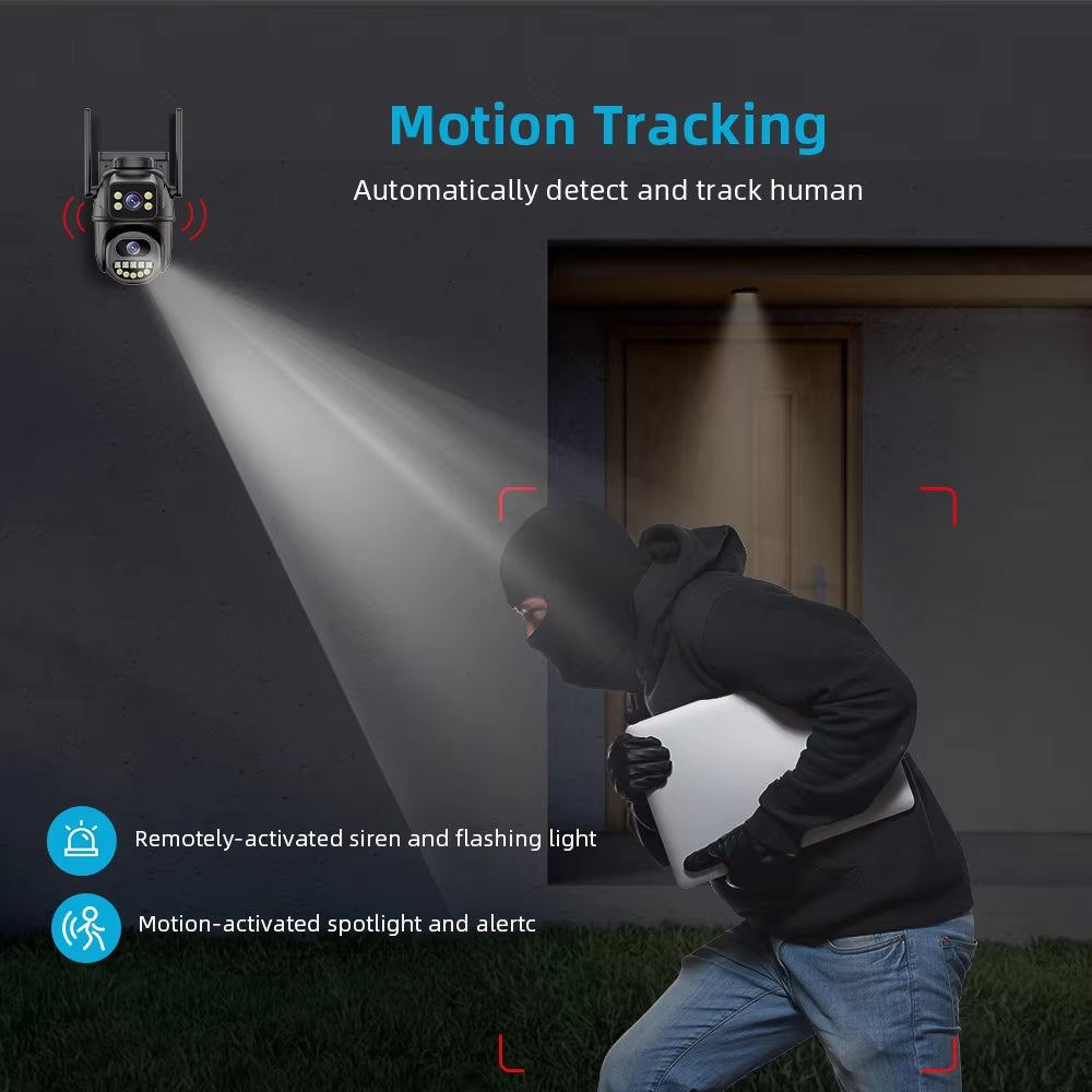 AI Auto Tracking outdoor IP Camera CCTV Audio Video Surveillance, 4K 8MP HD Wifi
