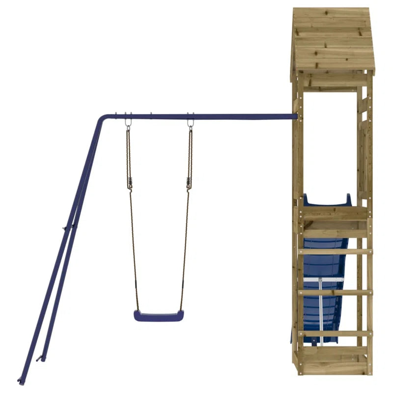 Guillen  Pine Swing Set with Swing(S) , Slide(S)