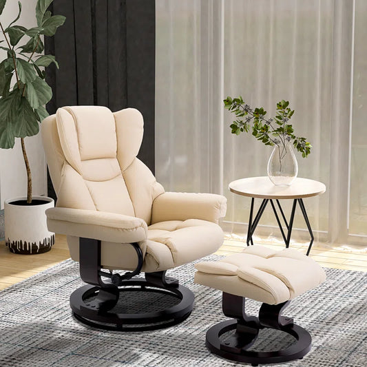 Ladaisia Faux Leather Manual Swivel Recliner with Ottoman