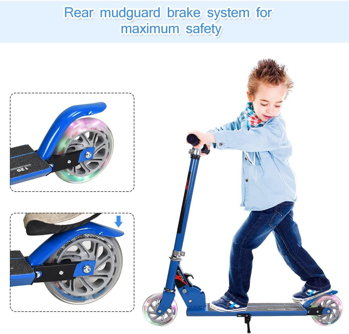 Kids Aluminum Folding Stunt Scooter with LED Wheels