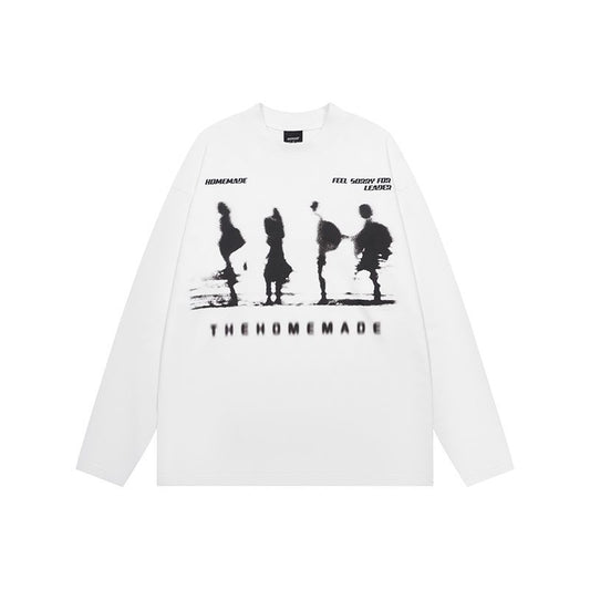 New Real Shot American Street Fashion Printed Long Sleeve T-shirt