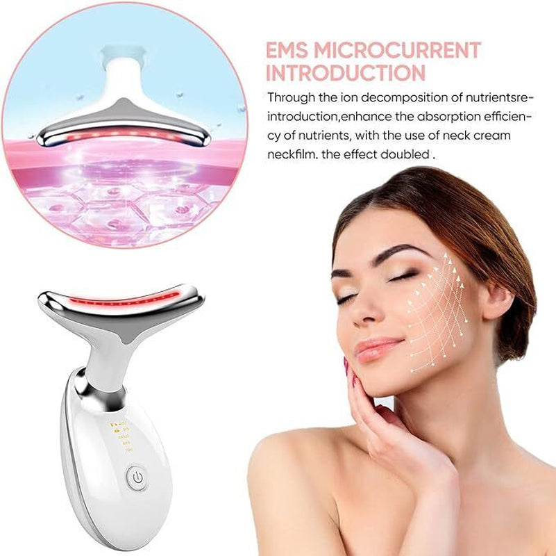 7 Colours Neck Face Lifting Massager Skin Tighten Device LED anti Wrinkle Beauty