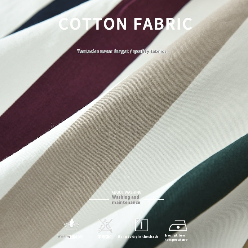 Striped Long Sleeve Shirt Men's Versatile Leisure Artistic Loose Square Collar Top