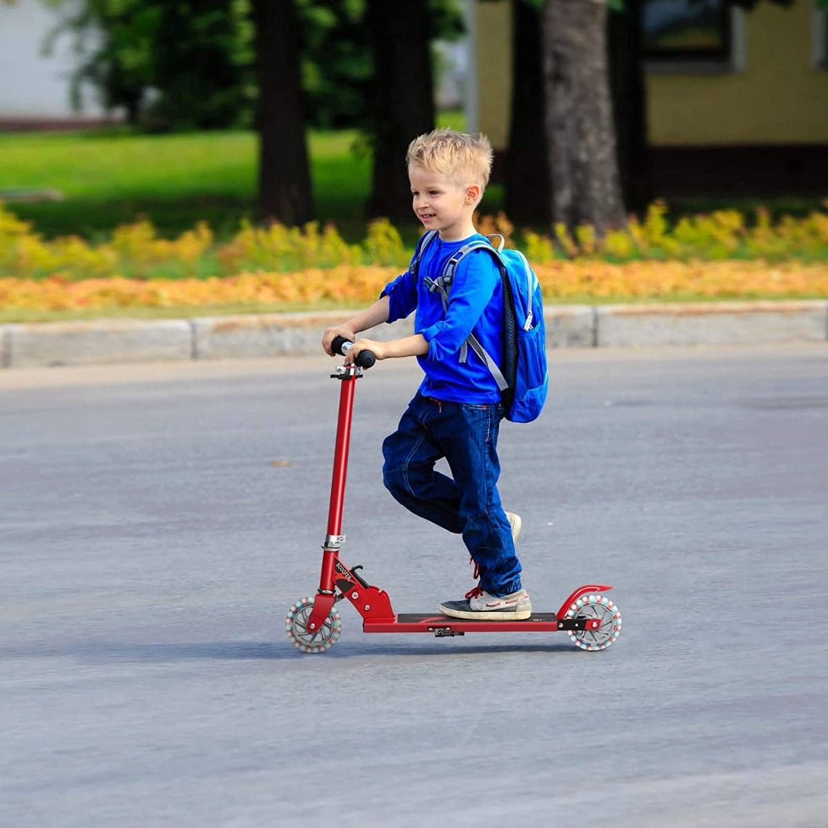 Kids Aluminum Folding Stunt Scooter with LED Wheels