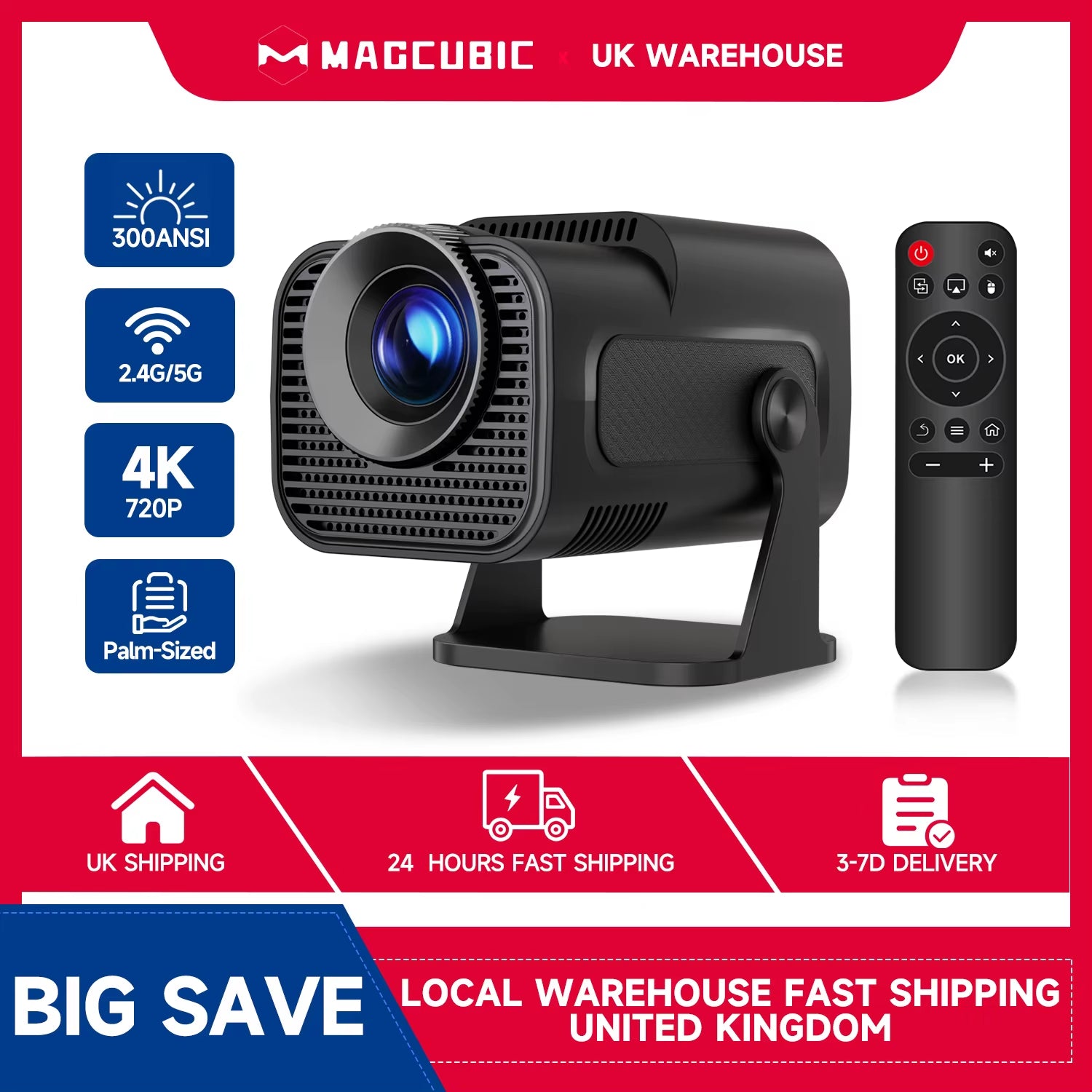 Magcubic HY320 Mini Newly Native 720P Android 11 4K Cinema Outdoor Portable 180° Rotable Projector