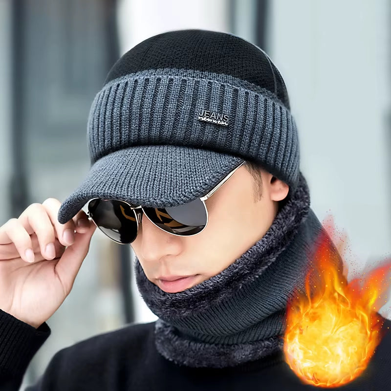 New Acrylic Woolen Hat for Winter and Elderly Fleece Thick Knitted Hat Outdoor Cold Protection and Warmth