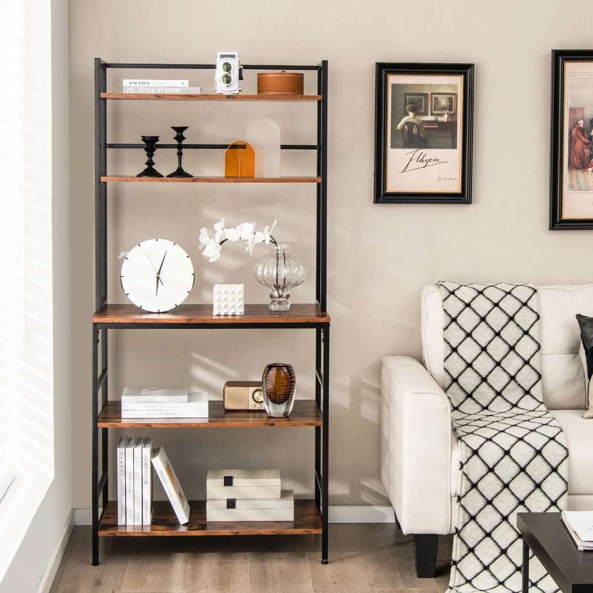 5-Tier Kitchen Bakers Rack with Hutch