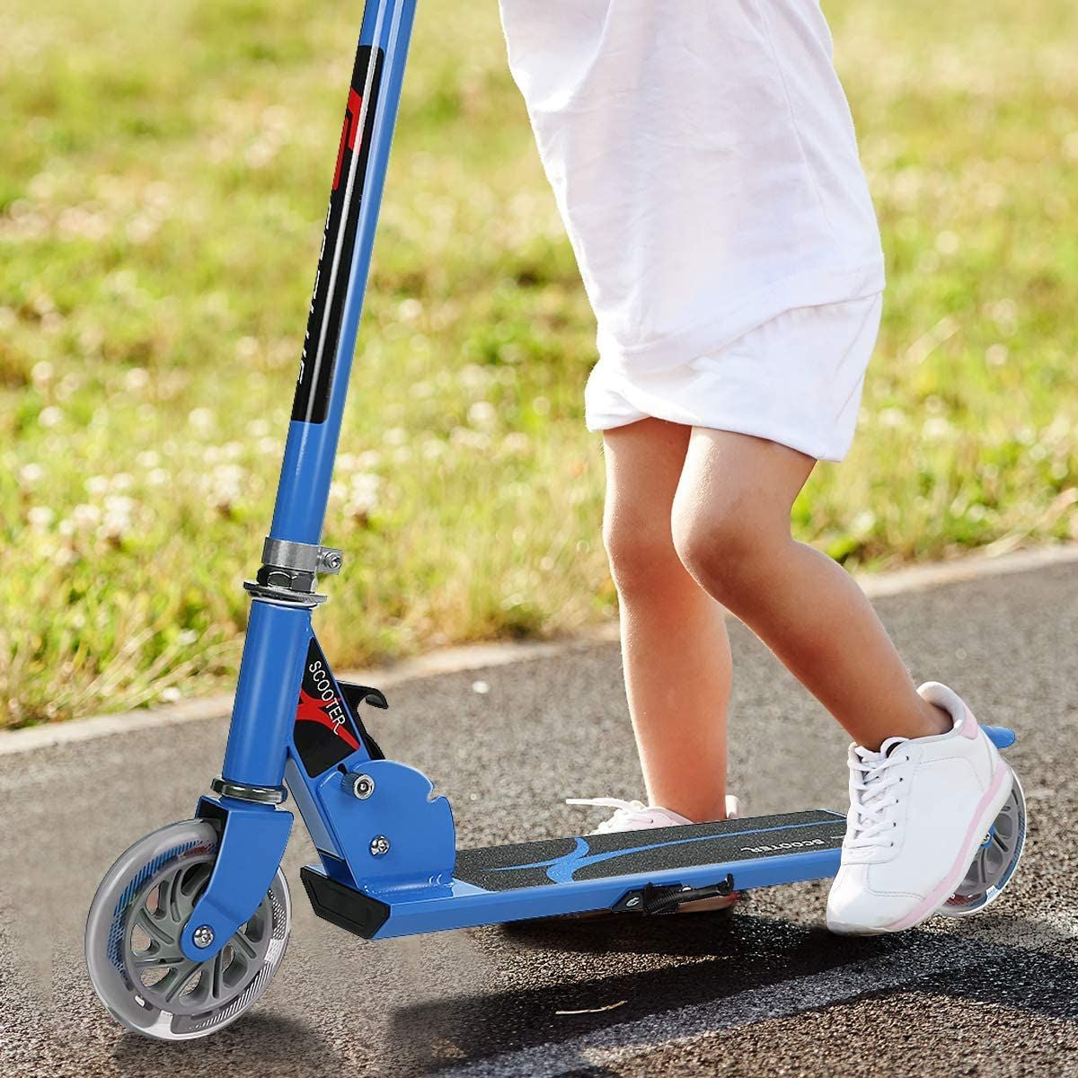Kids Aluminum Folding Stunt Scooter with LED Wheels