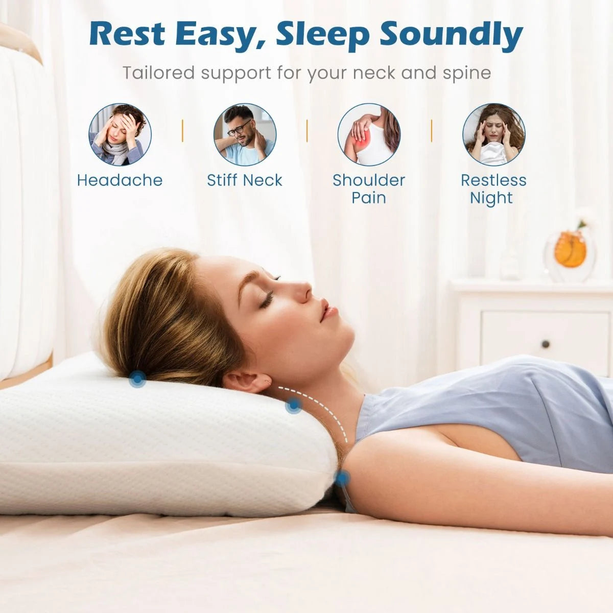 Gel Memory Foam Pillow Set of 2 with Detachable and Machine-Washable Pillowcase