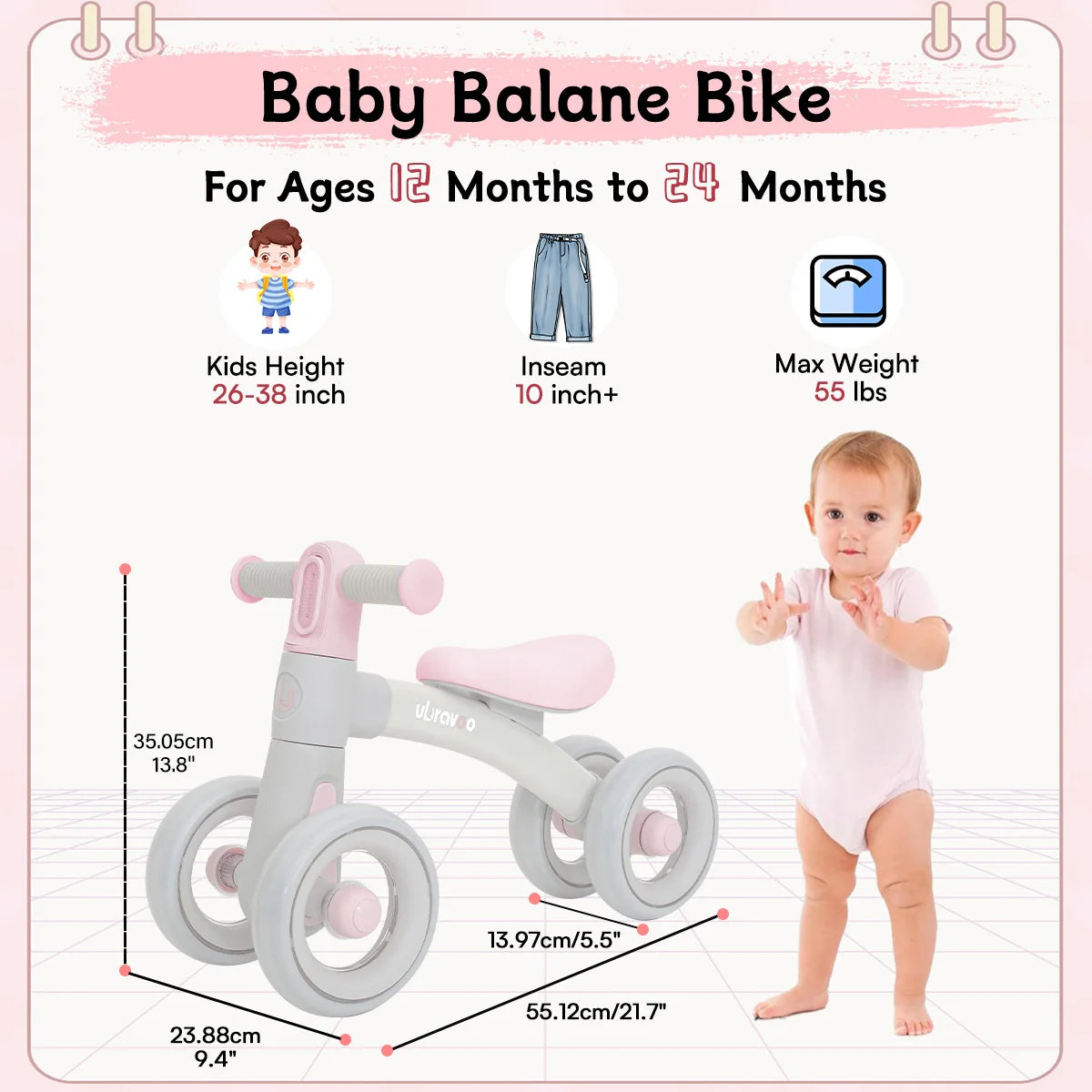 Sliding Balance Bike - 3-Mode Headlight & 4 Transparent Silence Wheels, Ideal Ride-On Toy for Birthday and Early Learning