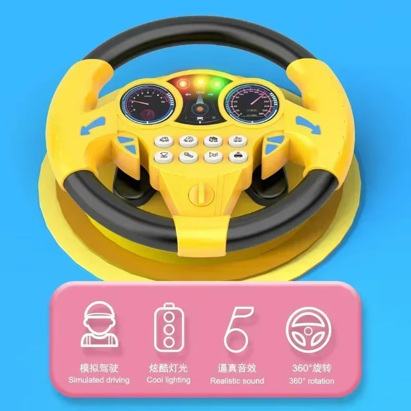 Infant Shining Simulation Steering Wheel Toys, Kids Early Education Co-pilots Stroller