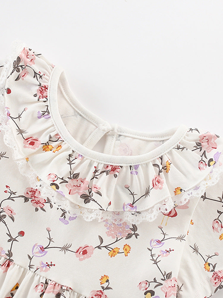 Hot Selling Summer Floral Pattern Short Sleeves Dress for Stylish Girls-1