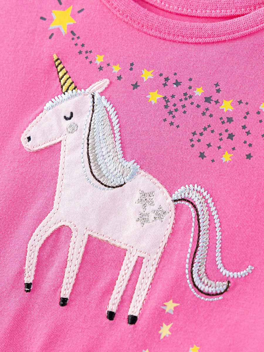 Summer Pure Cotton Cartoon Unicorn Pattern Sleeveless Dress for Stylish Girls-3